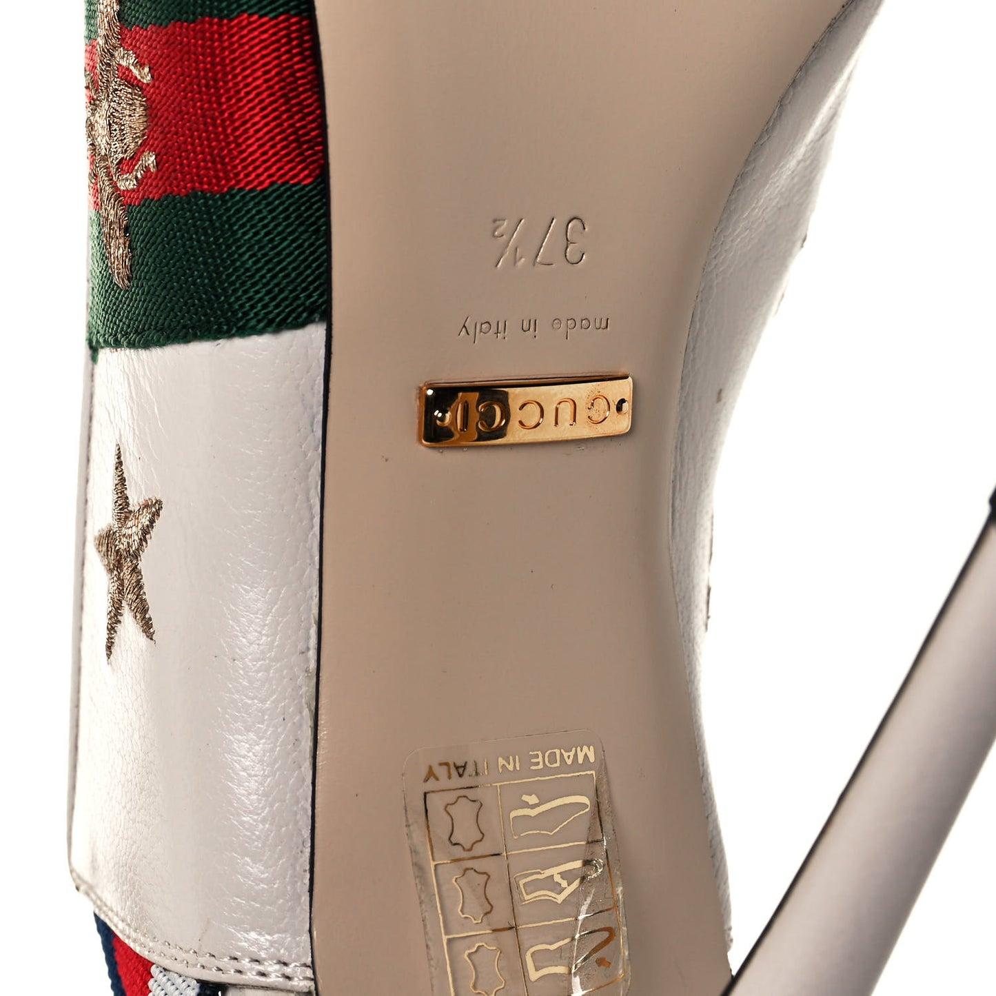 Malaga Kid Web Bee Star Embroidered Sylvie High Heel Slingback Pumps 37.5 White