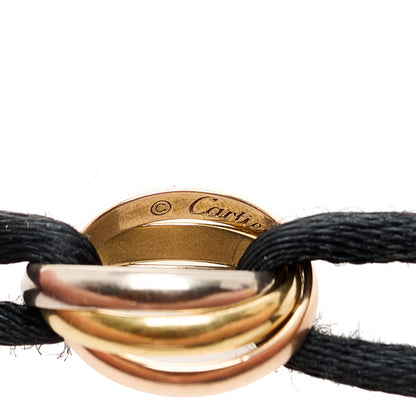 Cartier 18K Pink Yellow White Gold Trinity Adjustable Cord Bracelet Black 3 of 6
