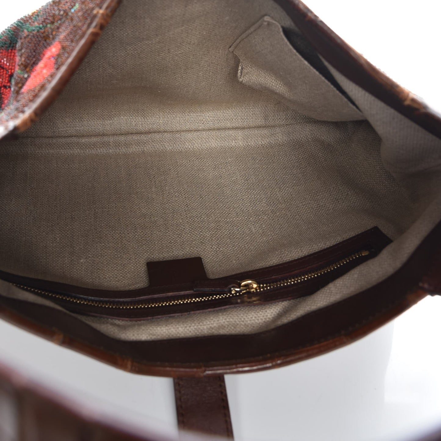 Beaded Crocodile Floral Jackie Hobo Bag Brown