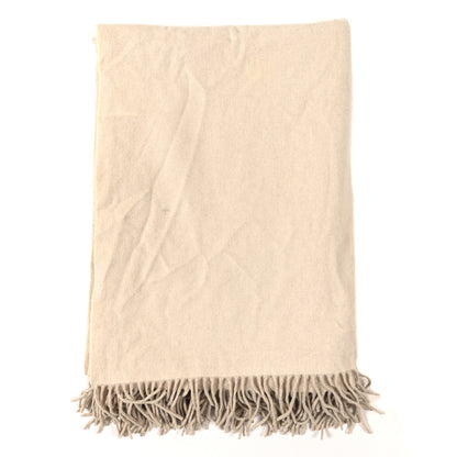 Hermes Cashmere Fringe Throw Blanket Ecru 1 of 4