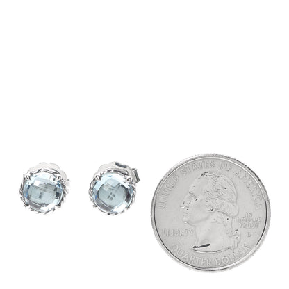David Yurman Sterling Silver Blue Topaz 10mm Chatelaine Earrings 2 of 4