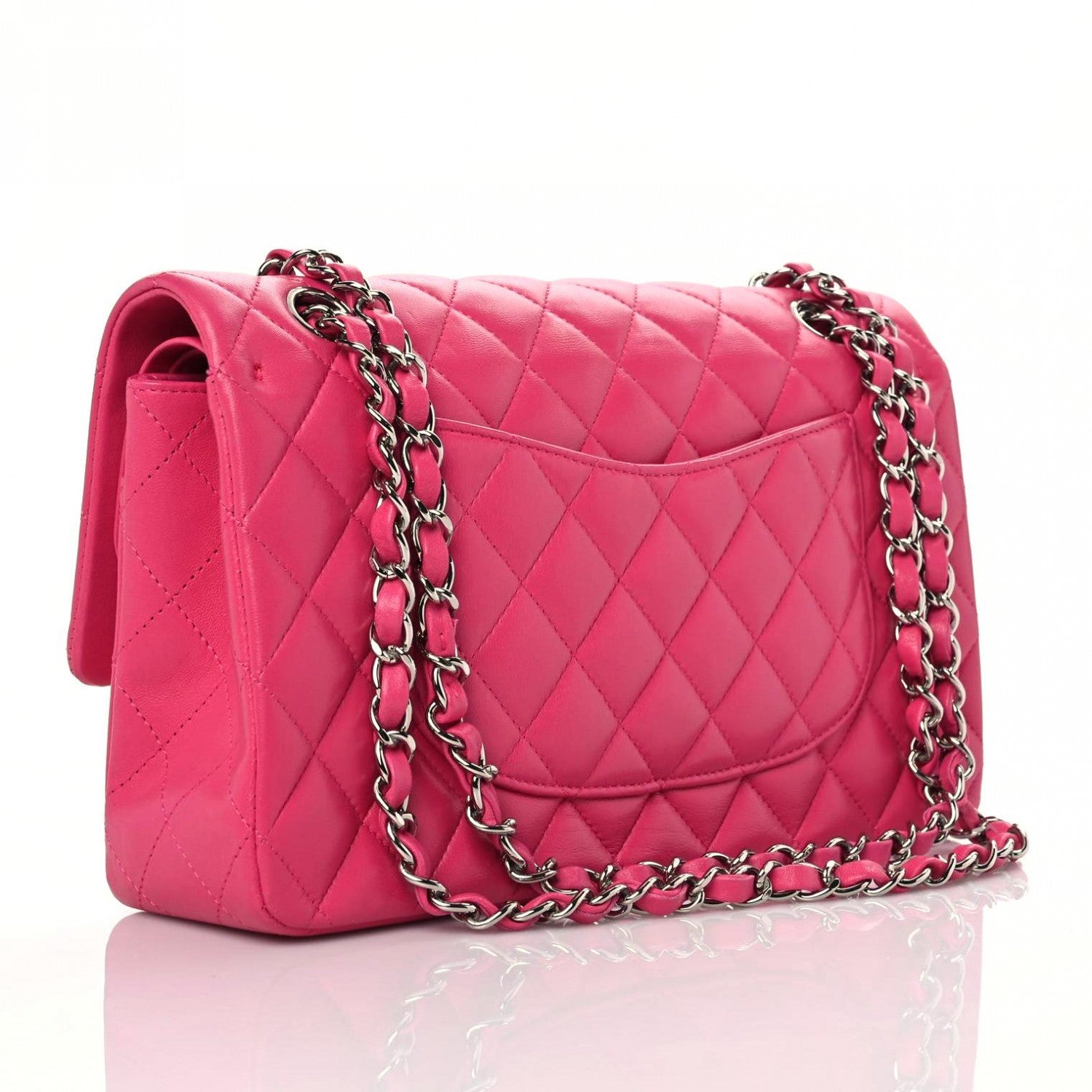 Chanel Lambskin Quilted Medium Double Flap Dark Pink 3 of 11