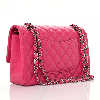 Chanel Lambskin Quilted Medium Double Flap Dark Pink 3 of 11