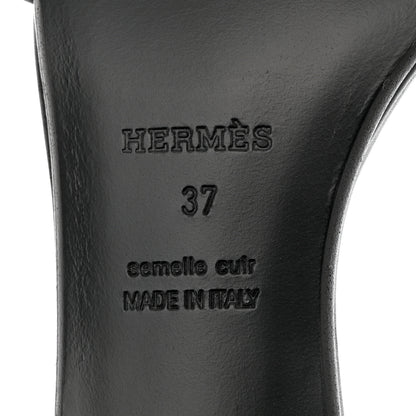 Hermes Heritage Calfskin Baia Sandals 37 Black 9 of 10