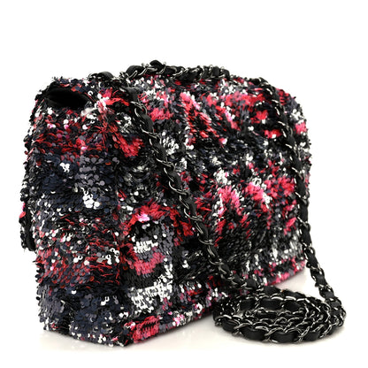Chanel Sequin Logo Single Flap Pink Silver Black 3 of 11