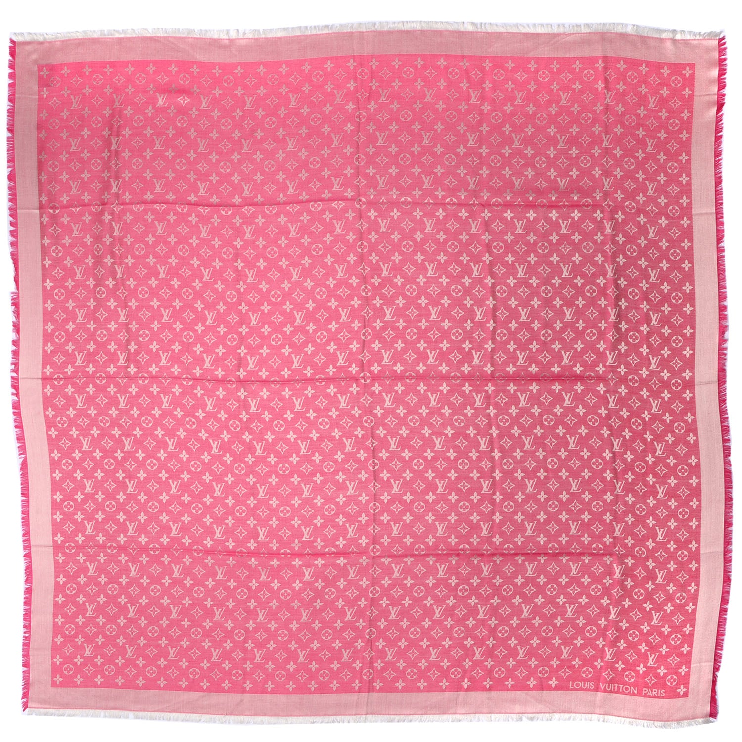 Louis Vuitton Silk Wool Monogram Denim Shawl Pivoine 3 of 5