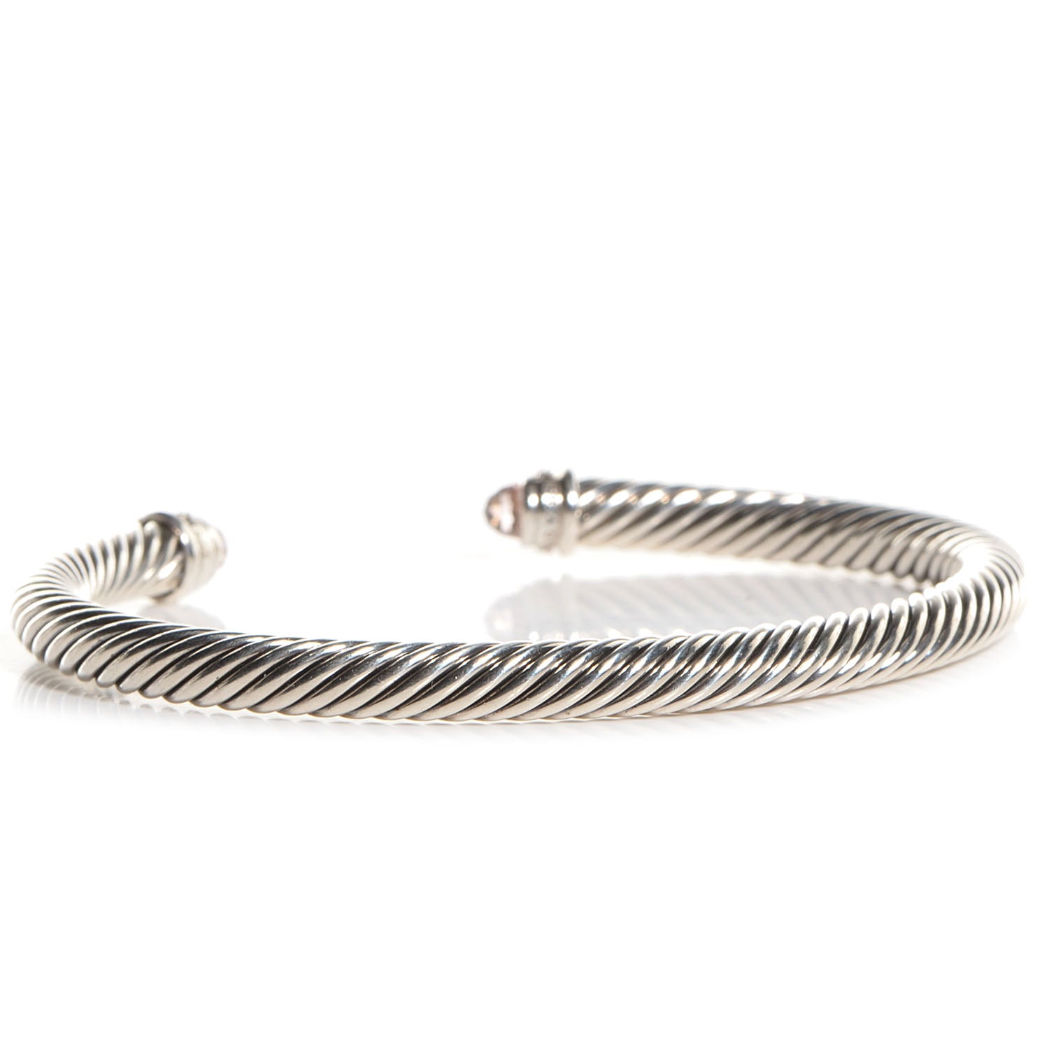 David Yurman Sterling Silver Diamond Morganite 5mm Cable Classics Bracelet 3 of 6