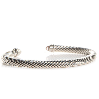 David Yurman Sterling Silver Diamond Morganite 5mm Cable Classics Bracelet 3 of 6