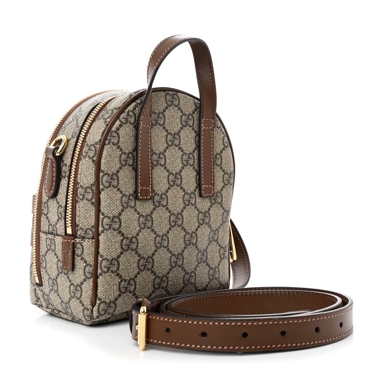 Gucci GG Supreme Monogram Azalea Calfskin Retro Interlocking G Multi-Function Bag Beige Ebony Brown Sugar 3 of 11