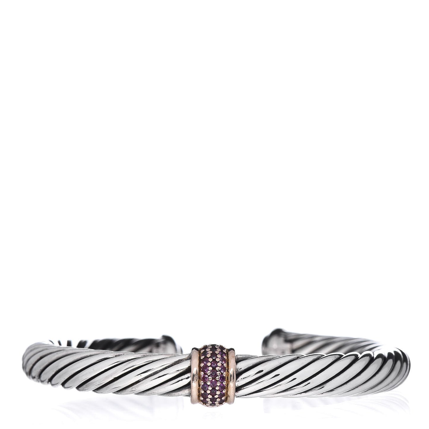 Sterling Silver 18K Rose Gold Pink Sapphire 7mm Cable Classics Single Station Bracelet