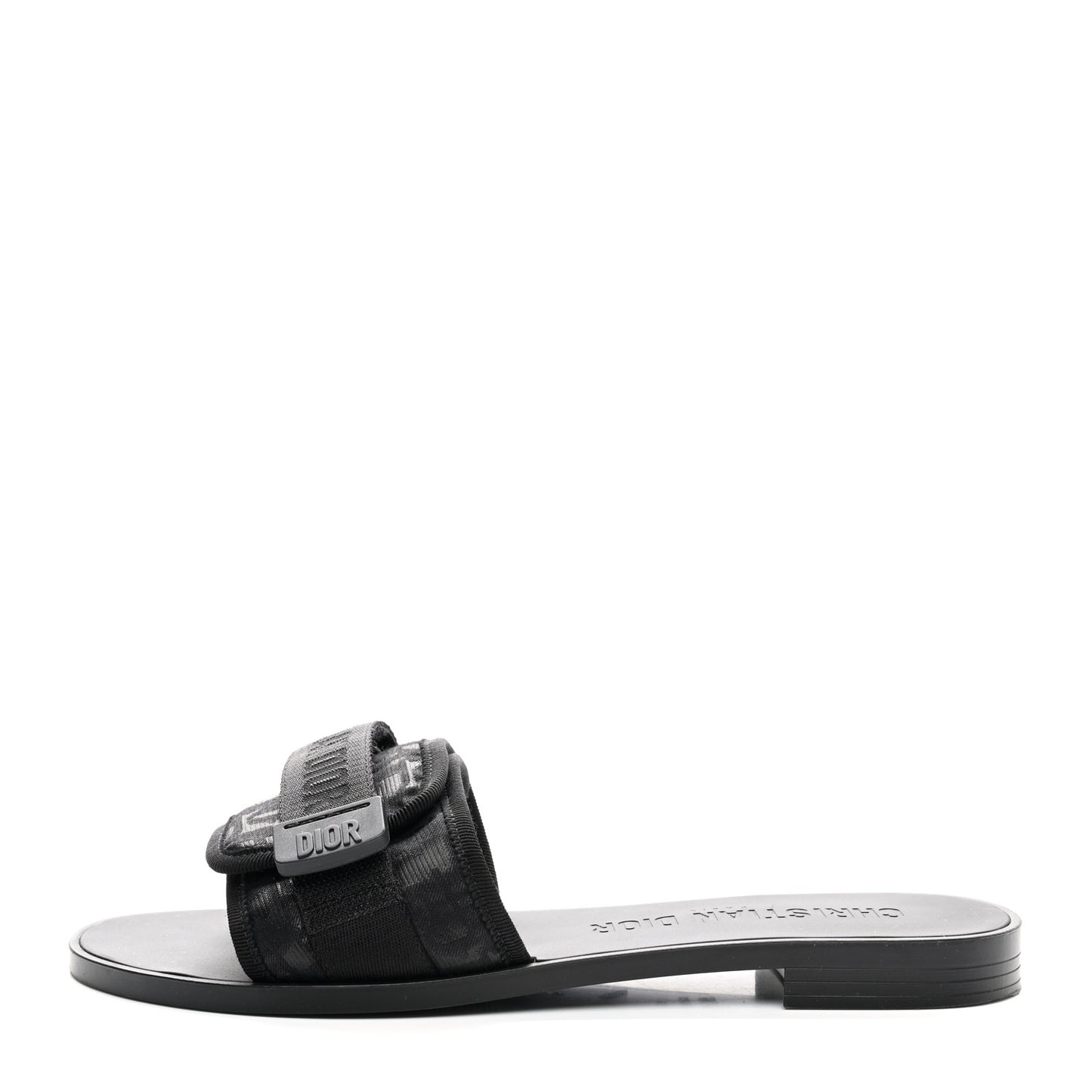 Shiny Technical Fabric Oblique Dio(r)evolution Slide Sandals 39 Black