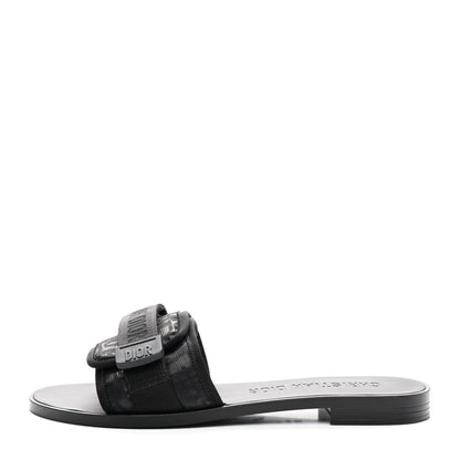 Christian Dior Shiny Technical Fabric Oblique Dio(r)evolution Slide Sandals 39 Black 1 of 11