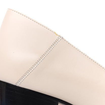 Gucci Betis Glamour Calfskin Web Pearl Embellished Peyton 75mm Loafer Pumps 39.5 Mystic White 8 of 9