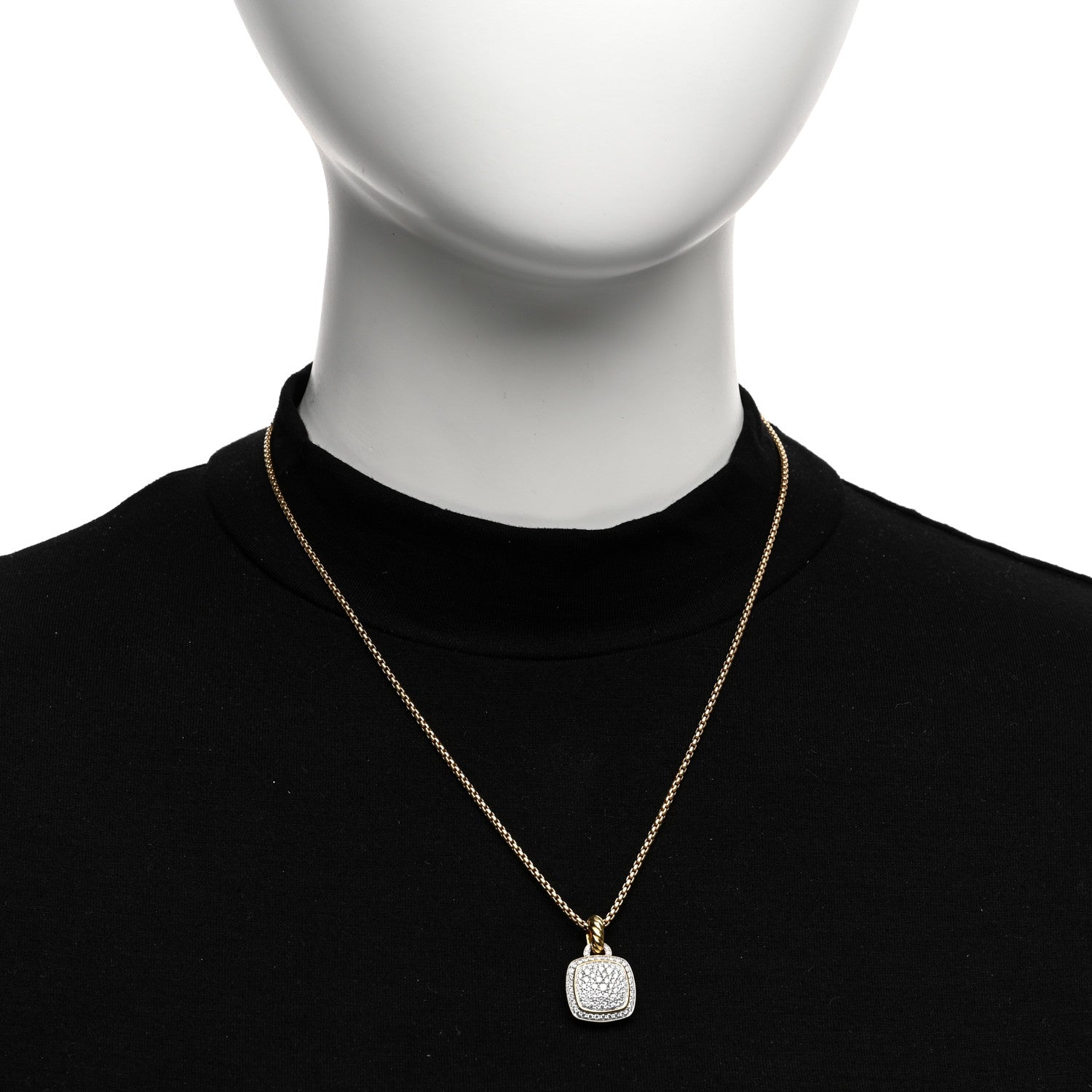 David Yurman 18K Yellow Gold Diamond 11mm Albion Pendant Necklace 2 of 4