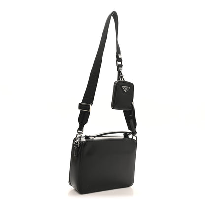 Prada Spazzolato Medium Brique Crossbody Bag Black 3 of 9