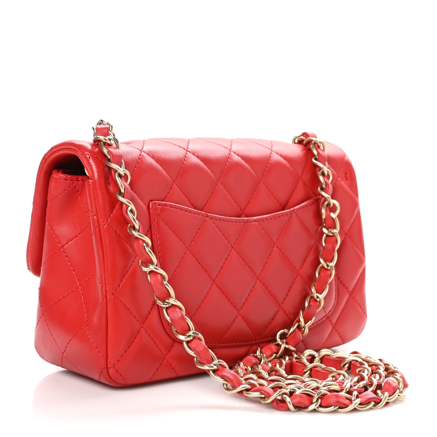 Lambskin Quilted Mini Rectangular Flap Red