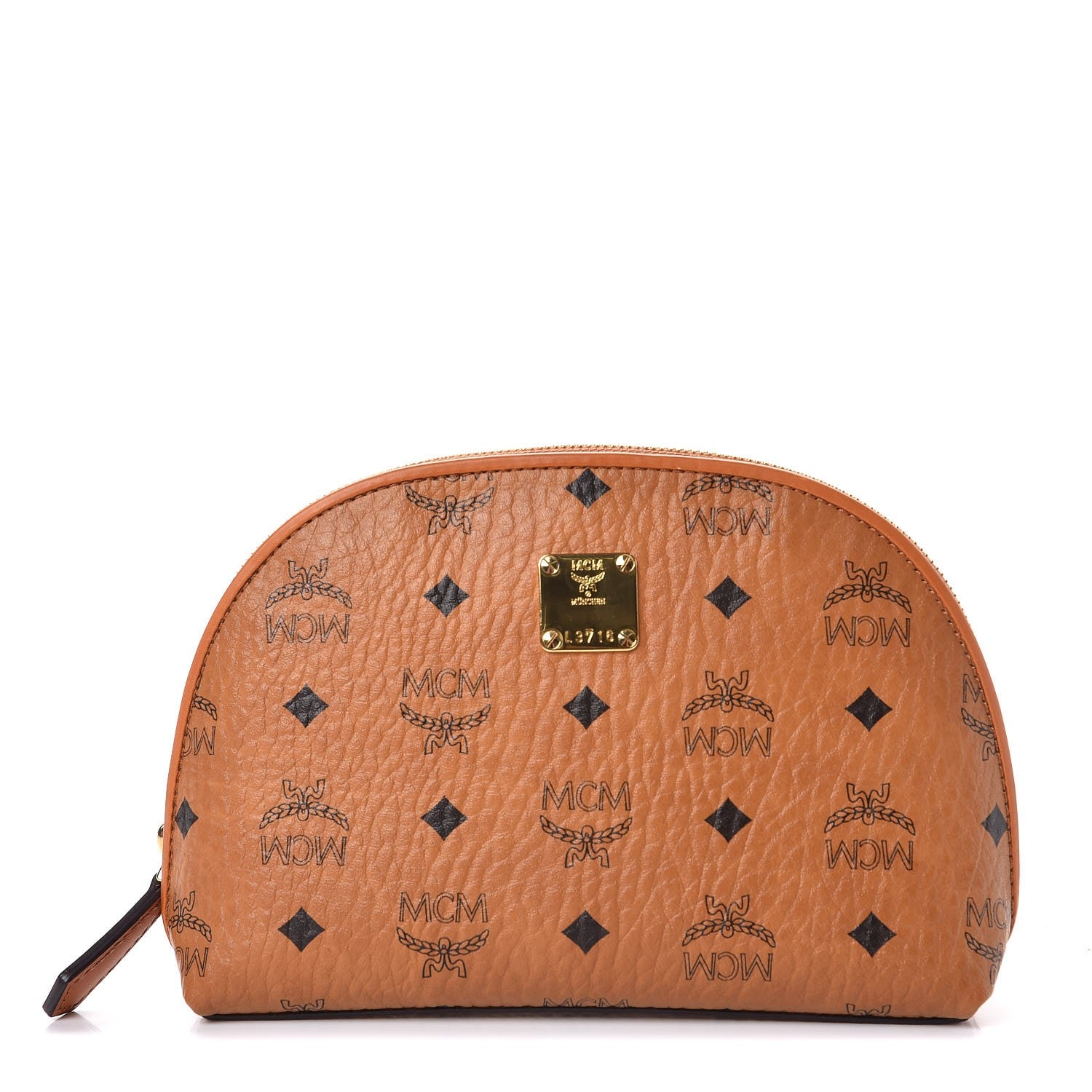 MCM Visetos Heritage Large Cosmetic Pouch Cognac 1 of 10