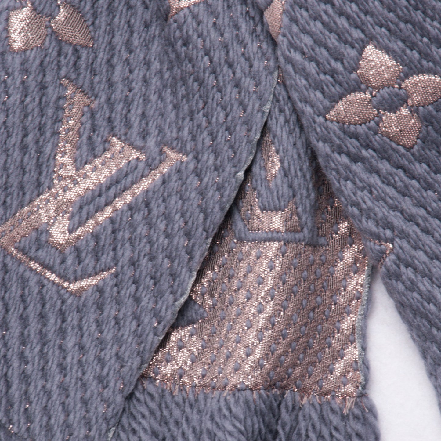 Wool Silk Logomania Shine Scarf Grey