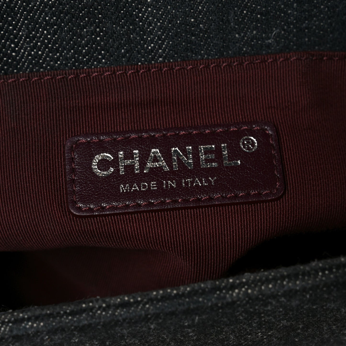 Denim Quilted Medium Boy Flap Black