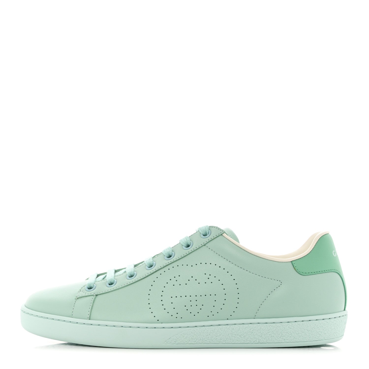 Gucci Calfskin Interlocking G Perforated Womens Ace Sneakers 41 Water Green Synthetic Green Garden 1 of 9