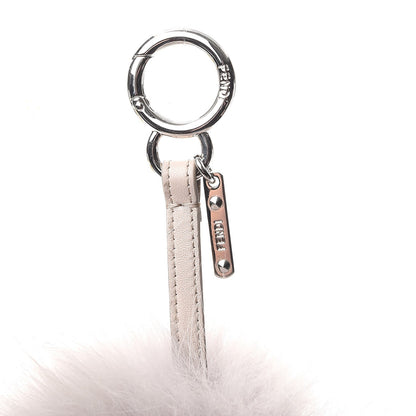 Fendi Fox Fur Vitello Elite Pom Pom Bag Charm Grigio Perla 3 of 5