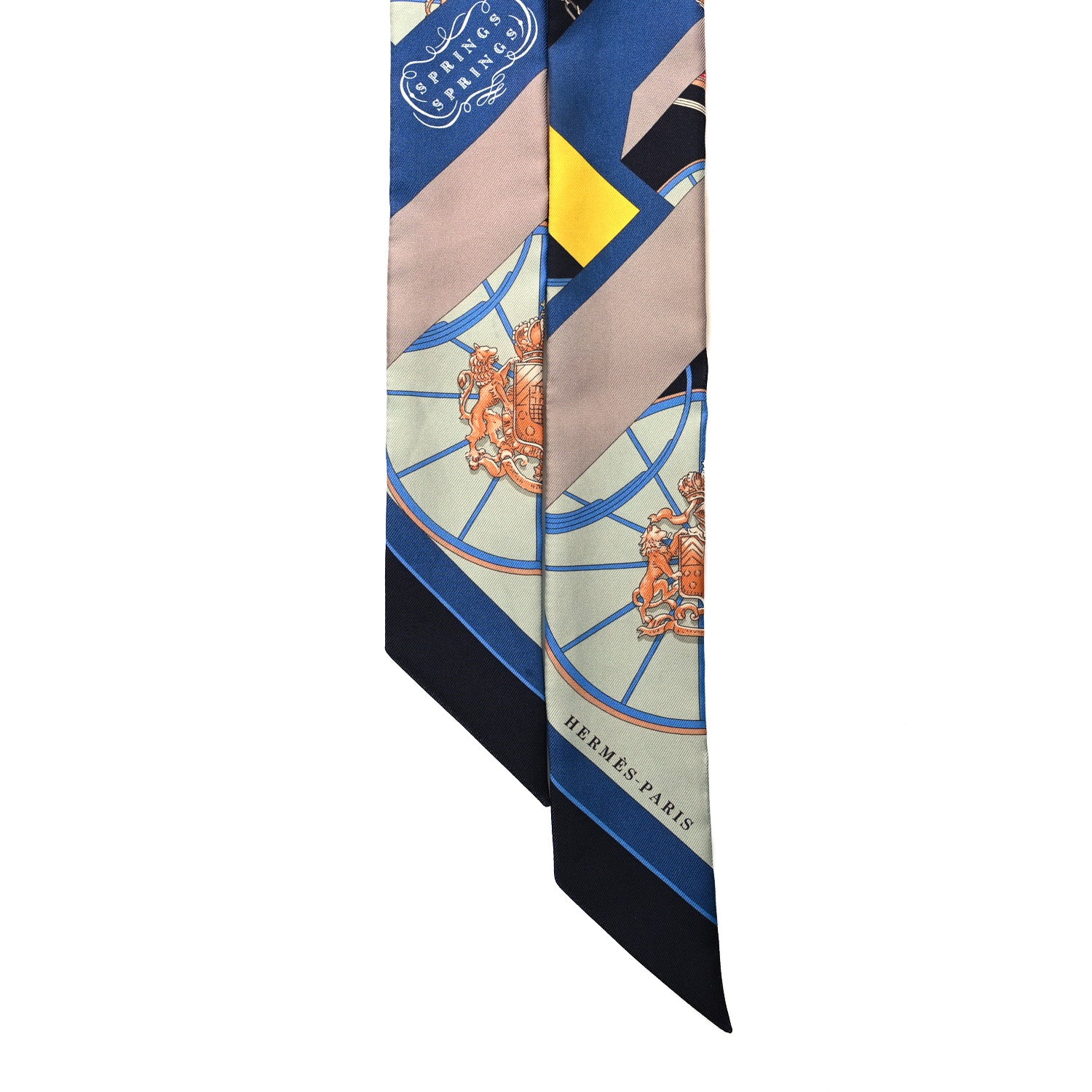 Hermes Silk Springs Springs Twilly Marine Vert Jaune 2 of 3