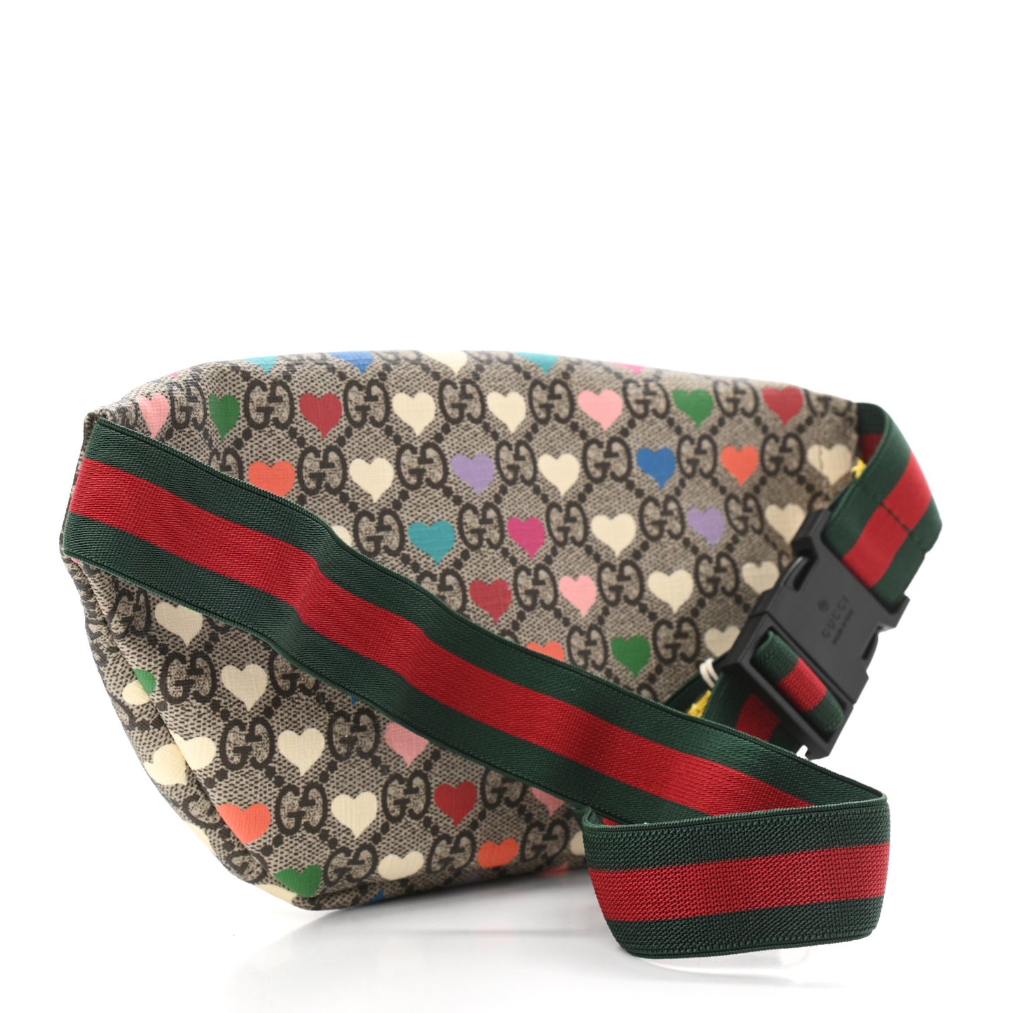 Soft GG Supreme Monogram Hearts Web Childrens Belt Bag Beige Ebony Multicolor Freesia