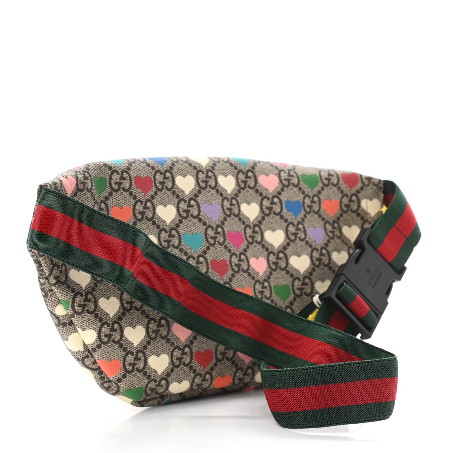 Gucci Soft GG Supreme Monogram Hearts Web Childrens Belt Bag Beige Ebony Multicolor Freesia 3 of 10