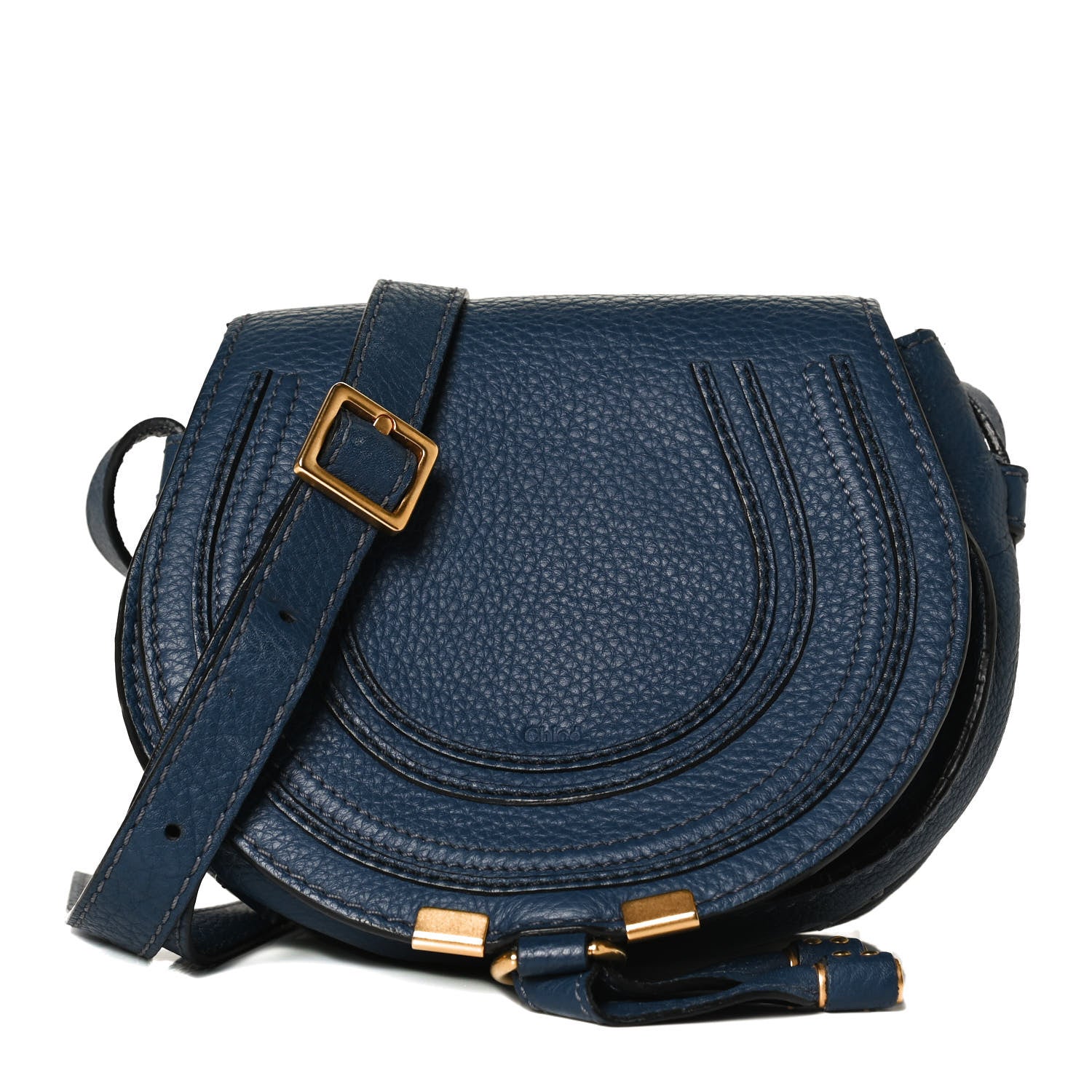 Chloe Calfskin Mini Marcie Round Crossbody Bag Royal Navy 1 of 11