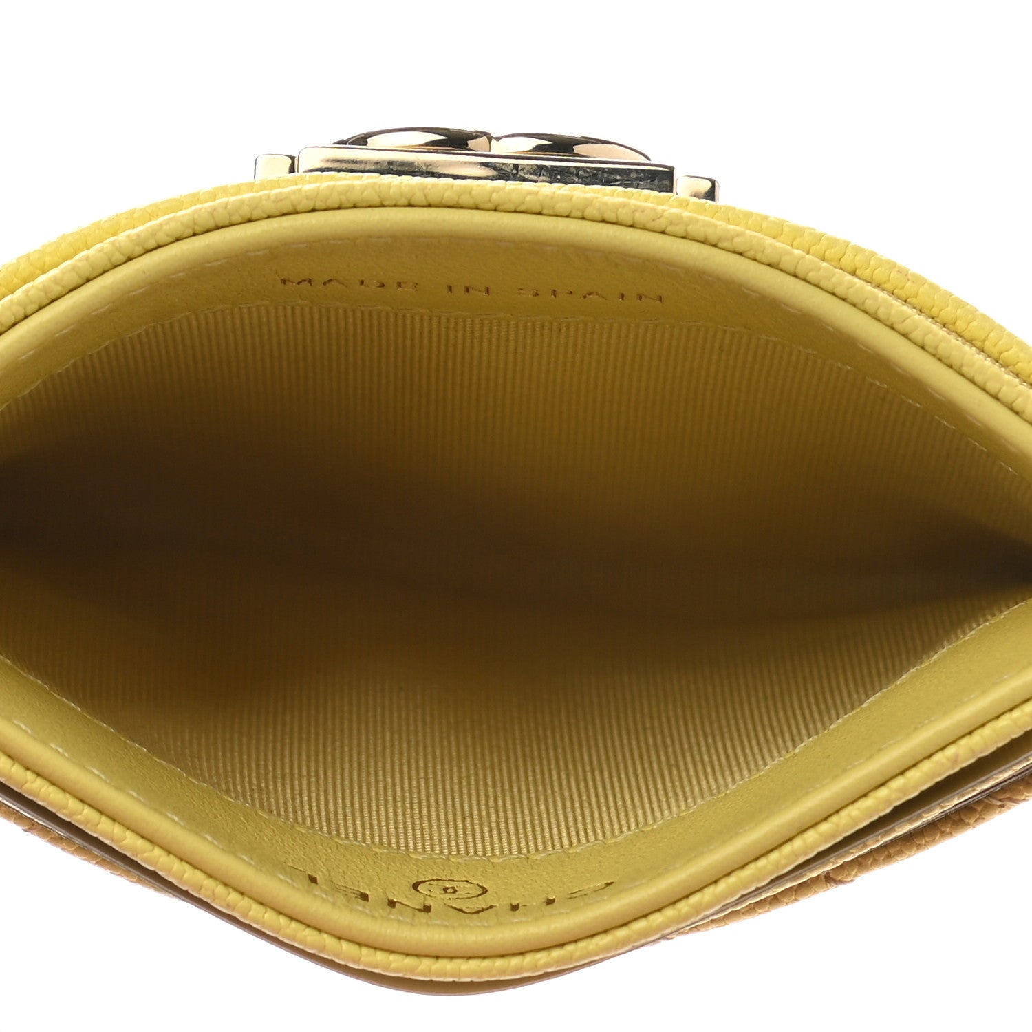 Chanel Caviar Chevron Quilted Boy Card Holder Yellow 5 of 8