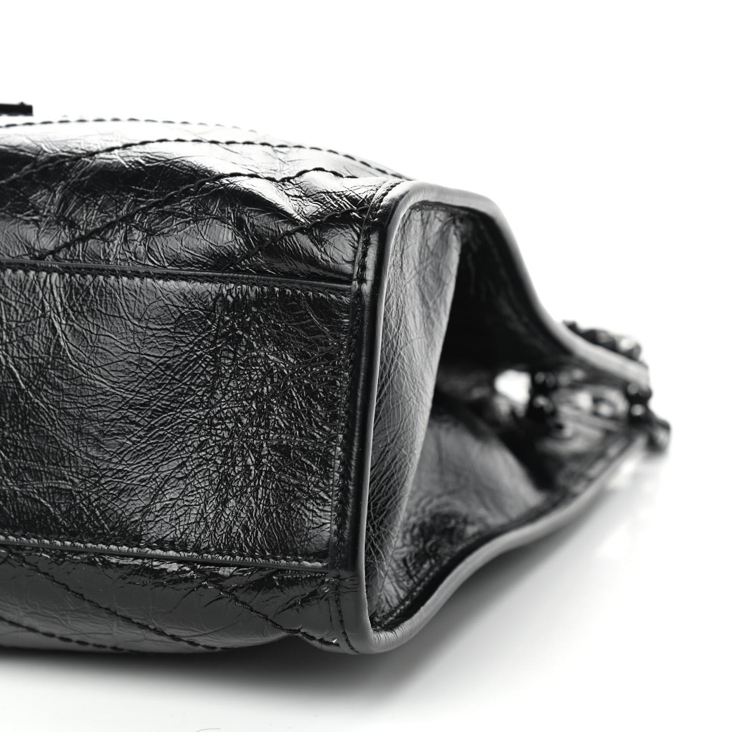Crinkled Calfskin Matelasse Monogram Medium Niki Shopper Tote Black