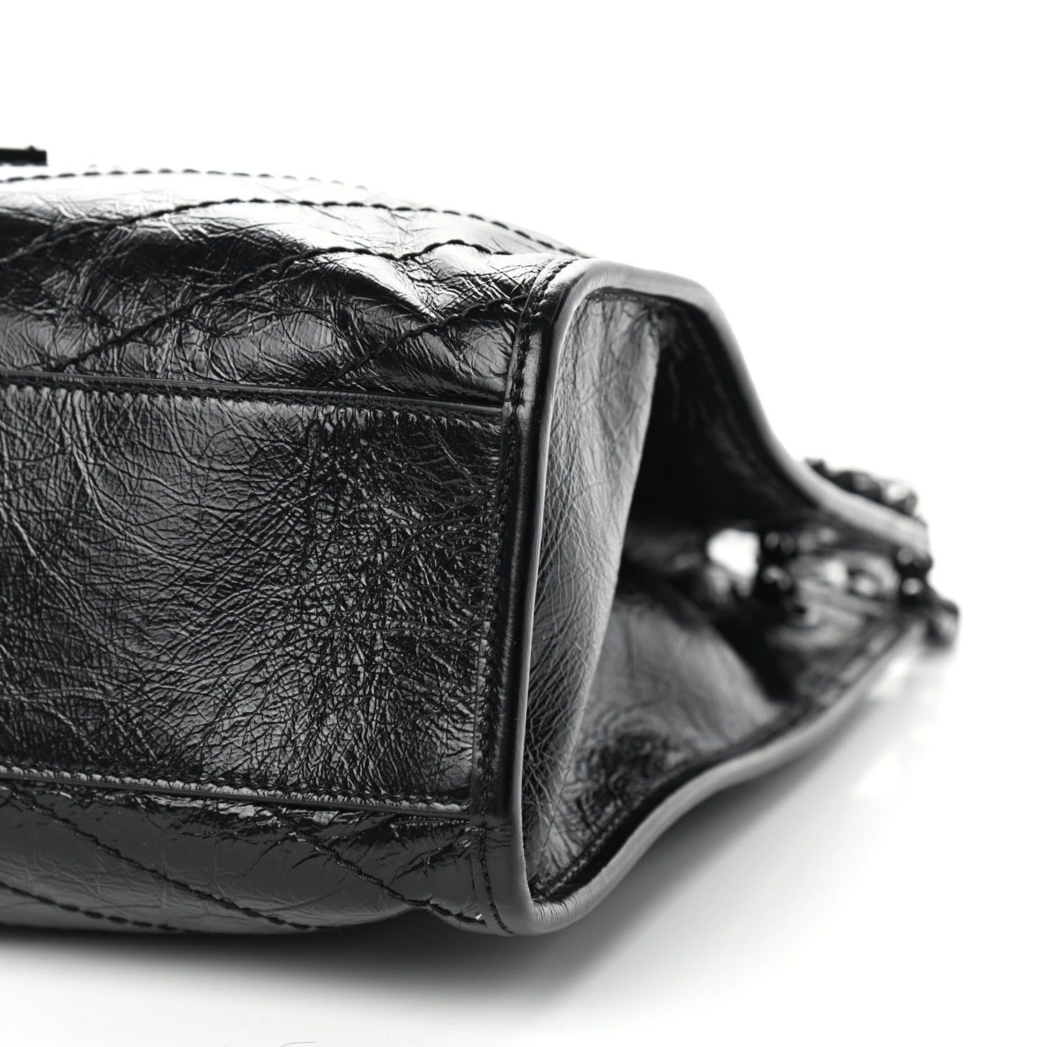 Saint Laurent Crinkled Calfskin Matelasse Monogram Medium Niki Shopper Tote Black 8 of 9