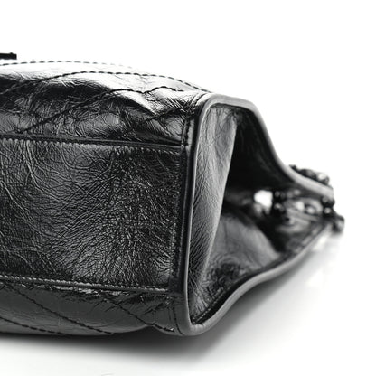 Saint Laurent Crinkled Calfskin Matelasse Monogram Medium Niki Shopper Tote Black 8 of 9