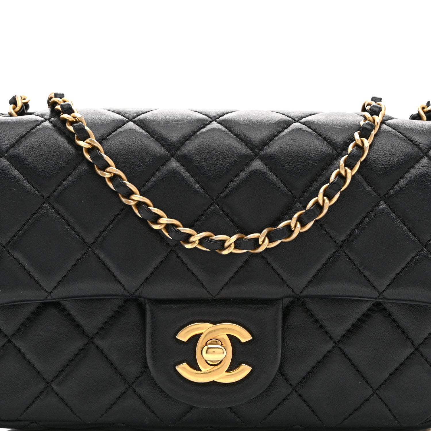 Chanel Lambskin Quilted Mini Rectangular Pearl Crush Flap Black