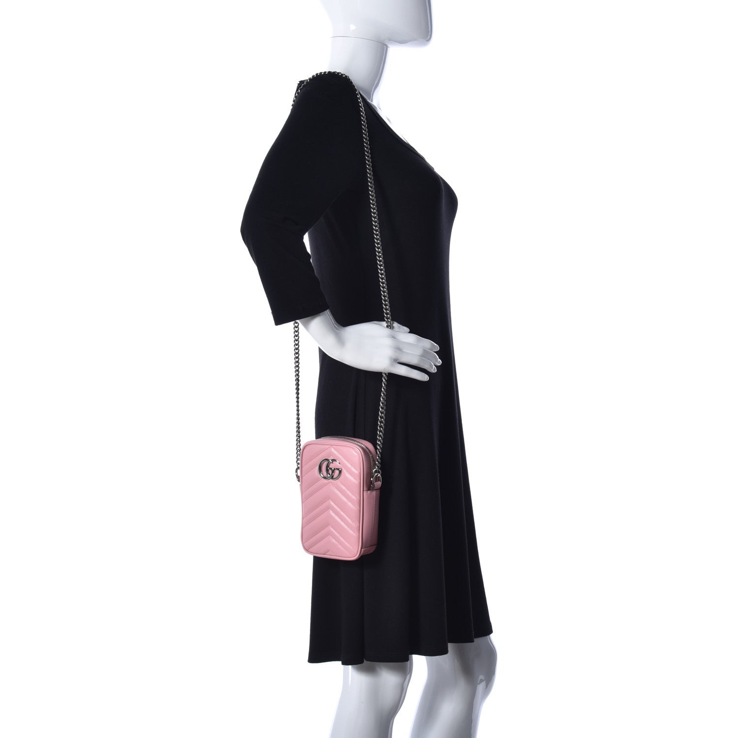 Gucci Calfskin Matelasse Mini GG Marmont Crossbody Bag Wild Rose 2 of 12
