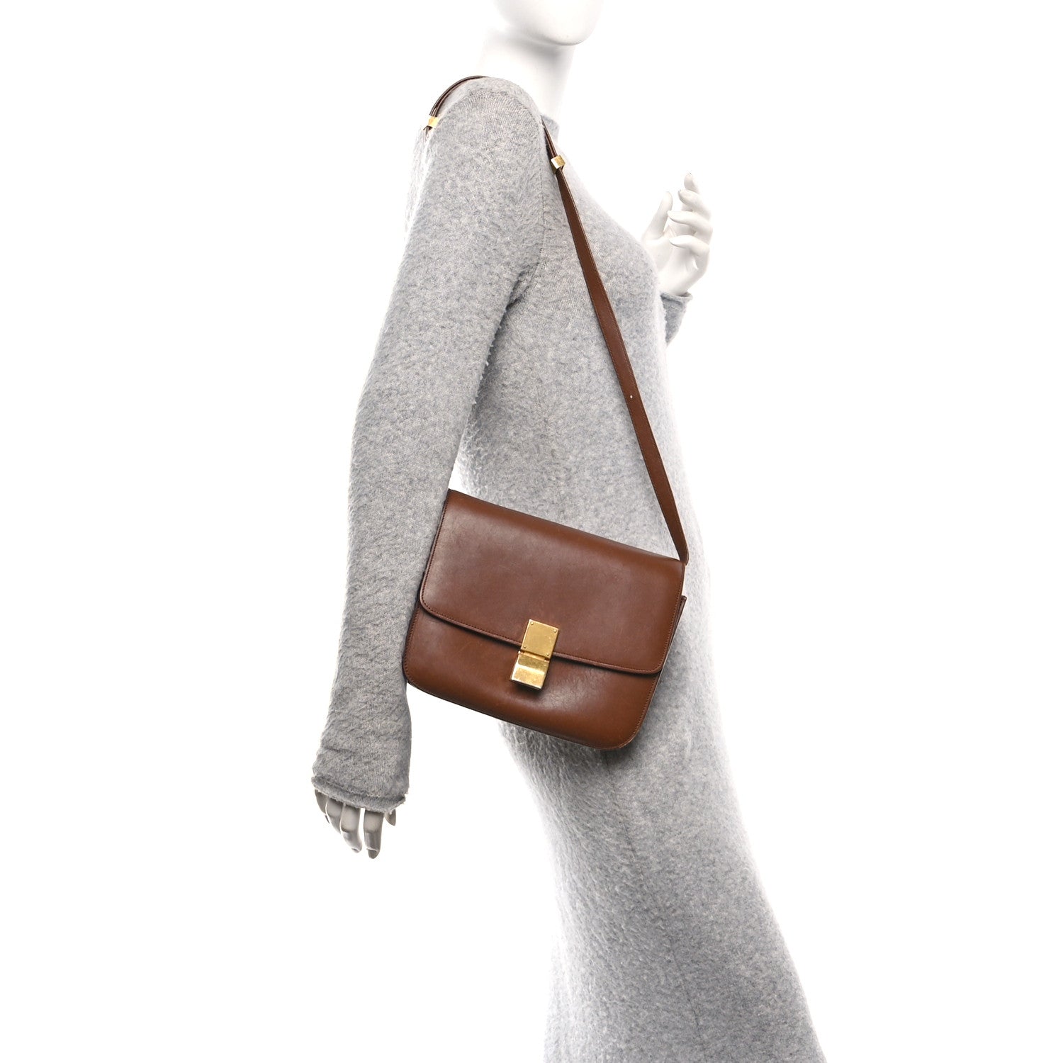 Celine Box Calfskin Medium Classic Box Flap Bag Camel 2 of 11