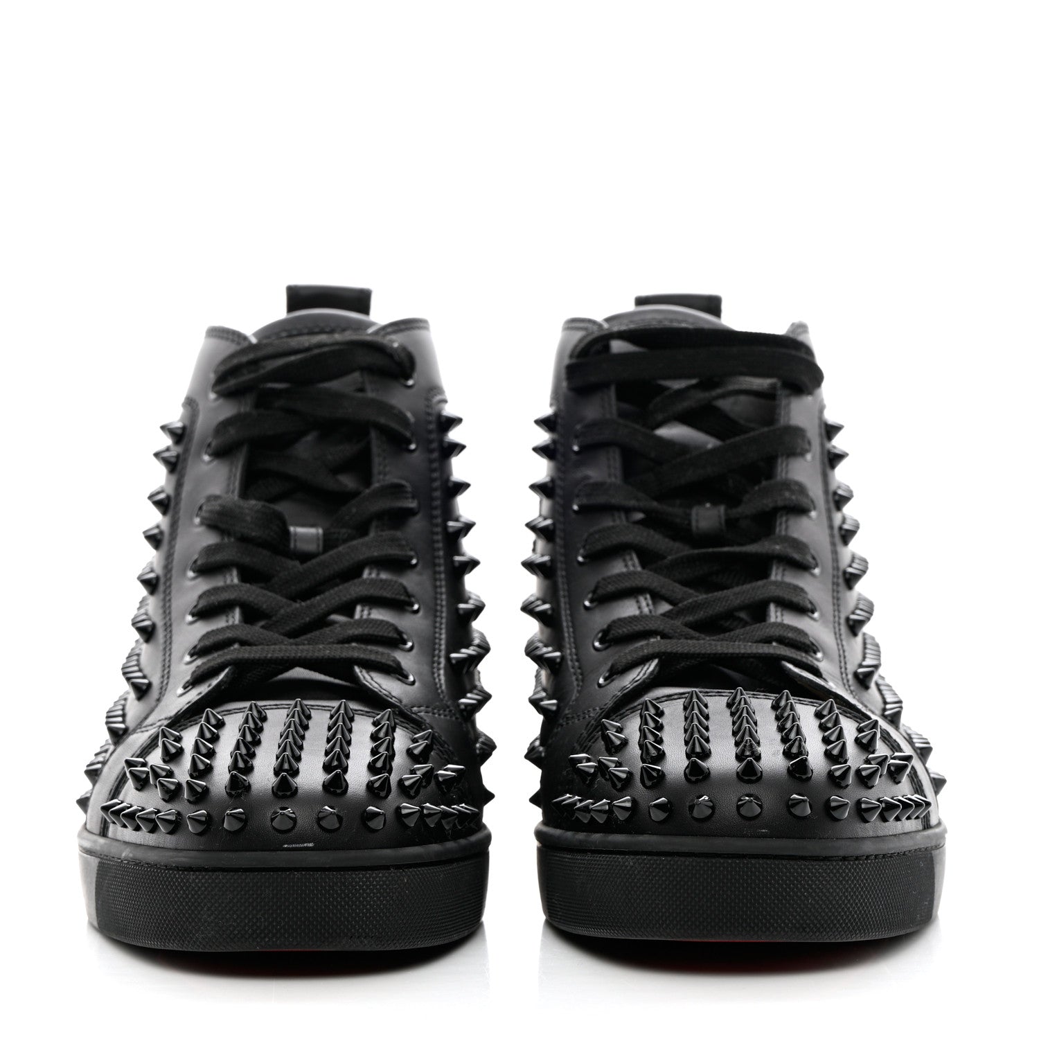 Christian Louboutin Calfskin Mens Louis Spikes Flat Sneakers 44.5 Black 2 of 14