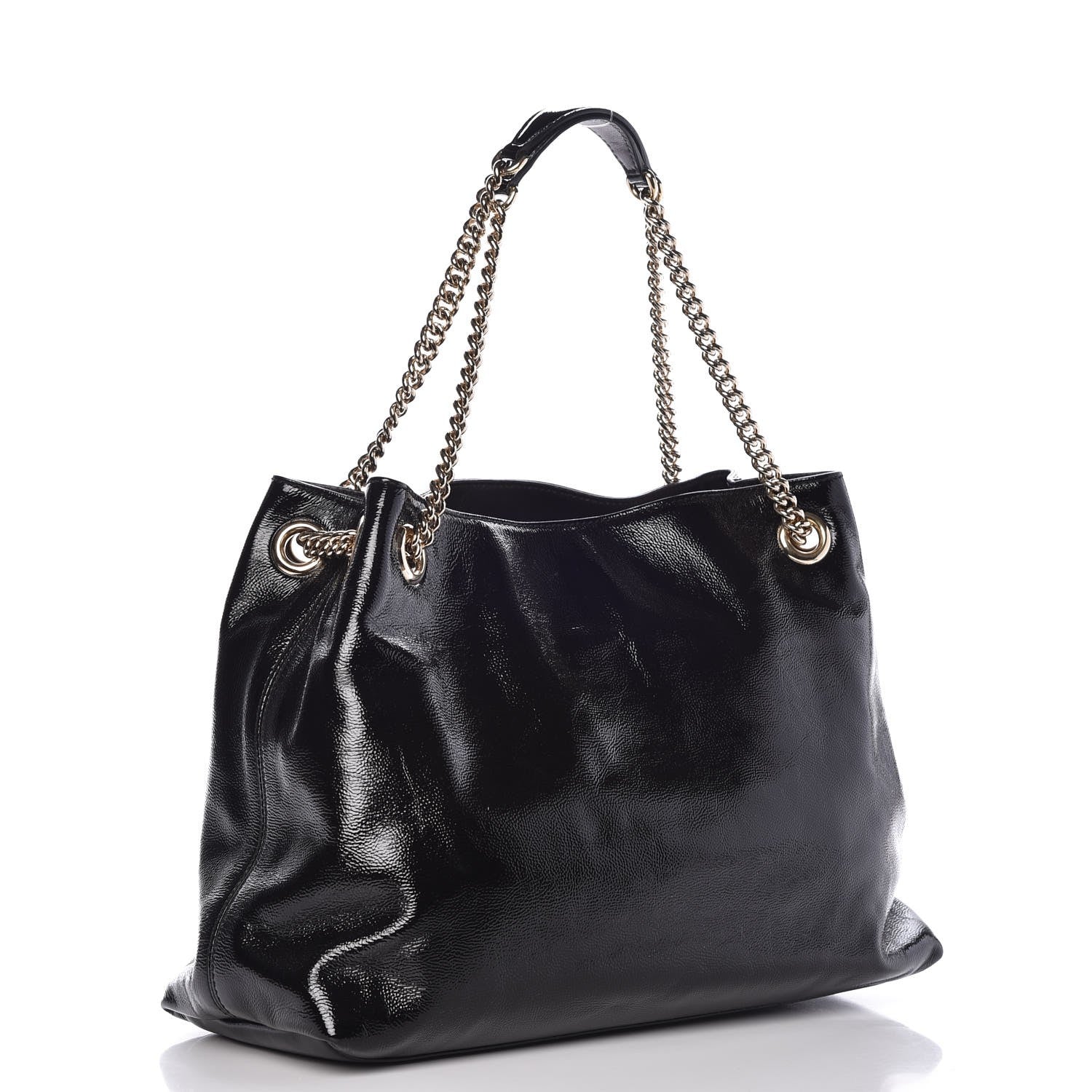 Gucci Patent Medium Soho Chain Shoulder Bag Black 3 of 7