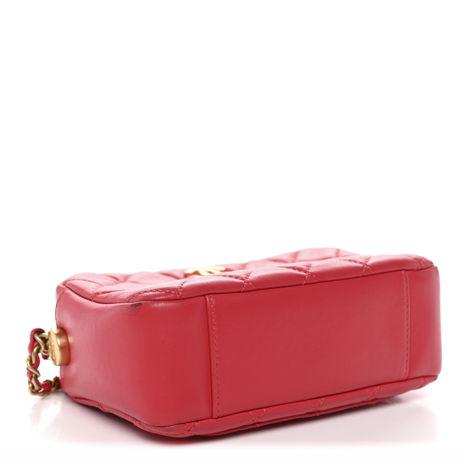 Chanel Lambskin Quilted CC Pearl Crush Camera Case Red 4 of 12