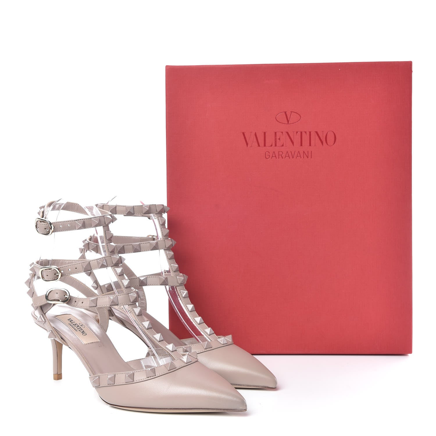 Valentino Garavani Nappa Monochrome Rockstud Ankle Strap 65mm Pumps 36 Poudre 8 of 8