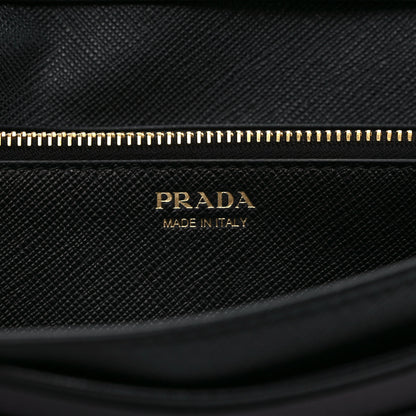 Prada Saffiano Triangle Logo Continental Flap Travel Wallet Black 7 of 7
