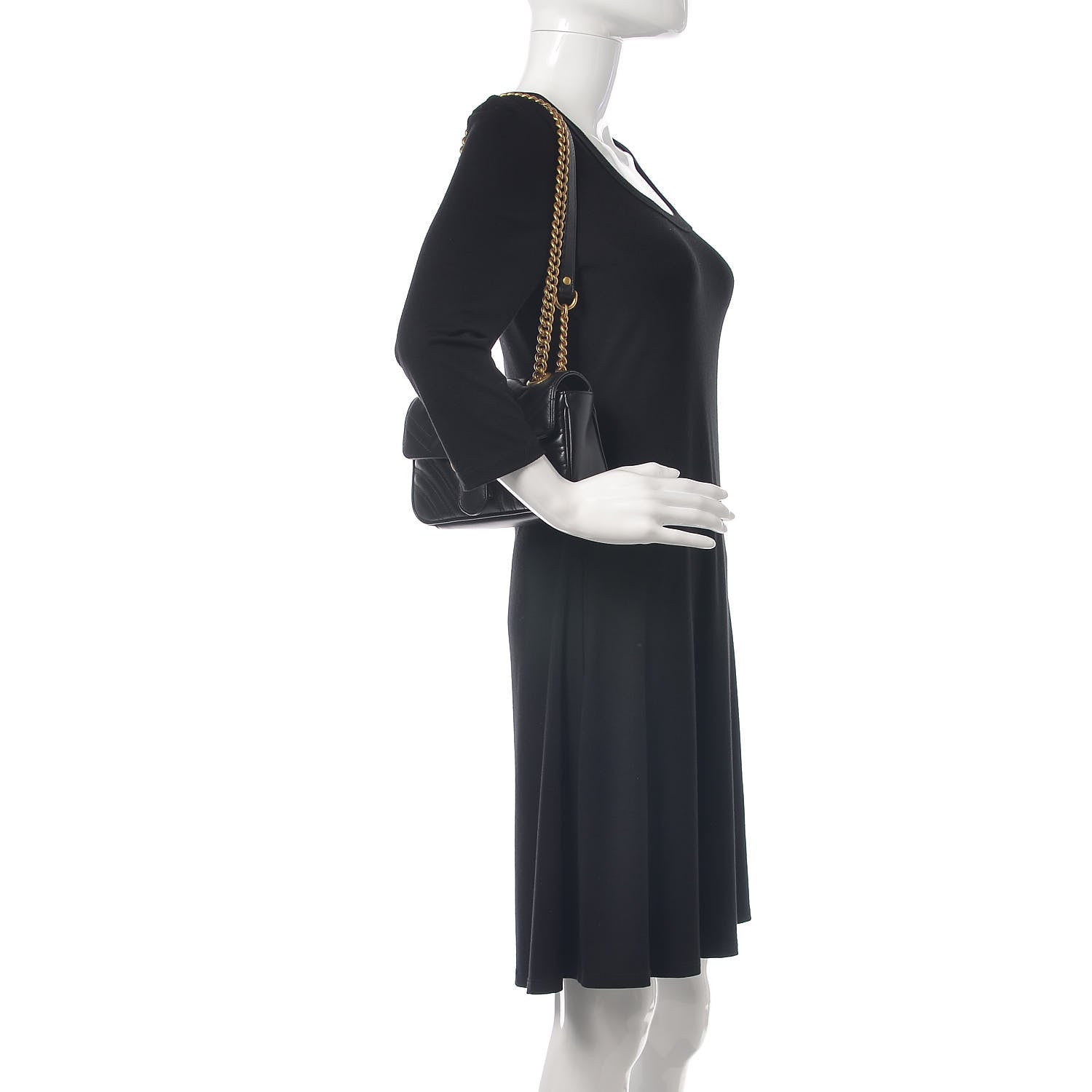 Gucci Calfskin Matelasse Mini GG Marmont Shoulder Bag Black 2 of 10