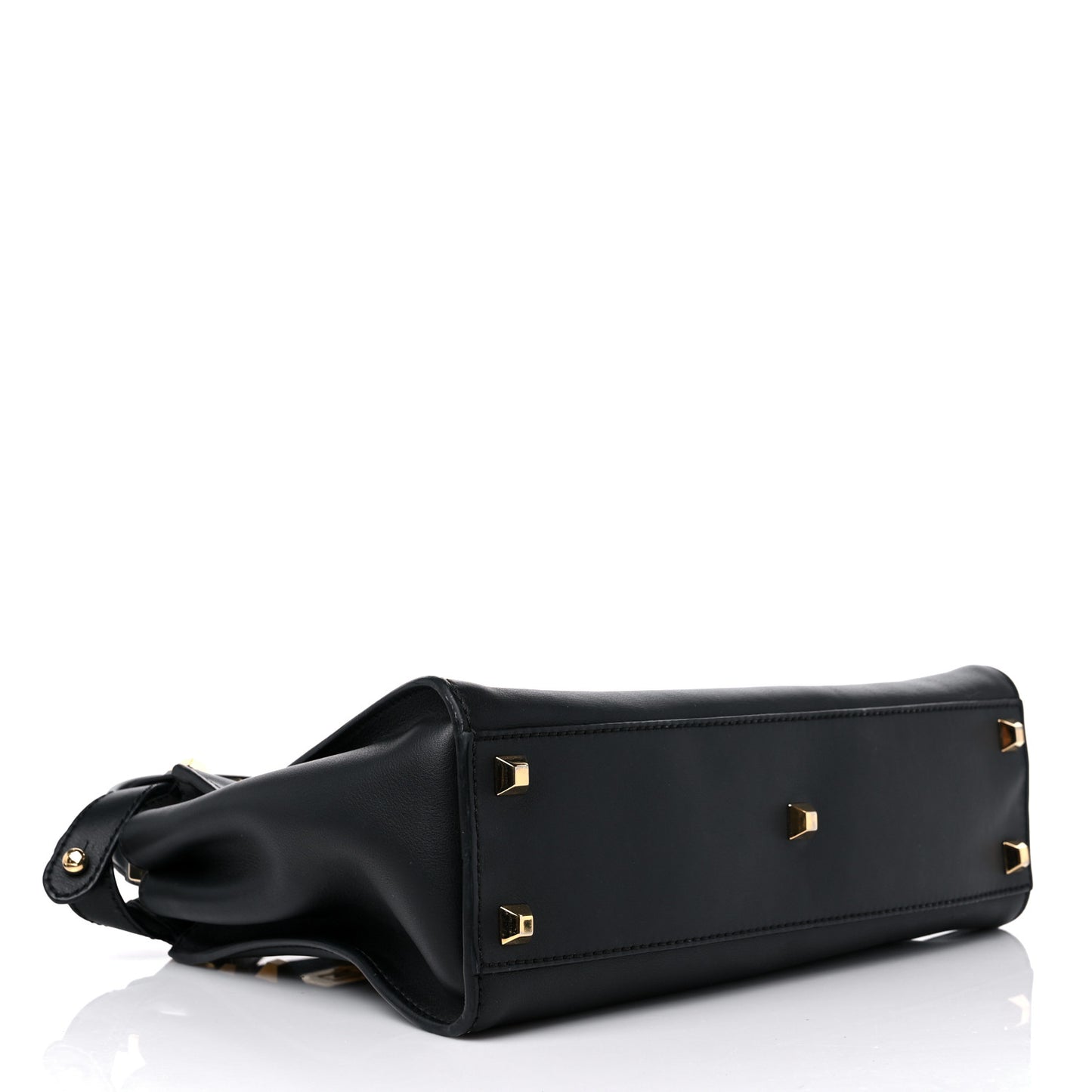 Vitello Seta Gold Studded Medium Peekaboo Iconic Satchel Black