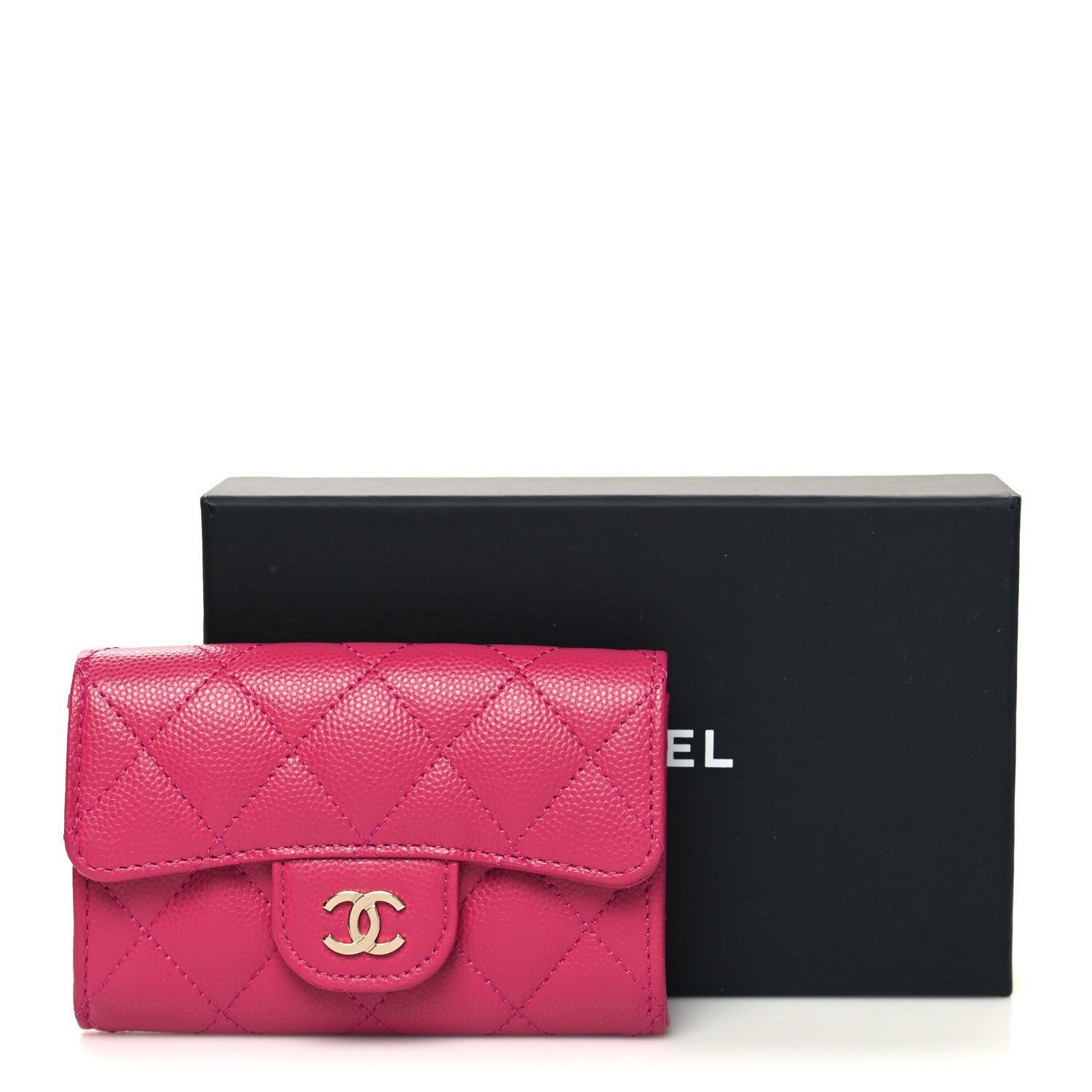 Chanel Caviar Quilted Flap Card Holder Wallet Pink 11 of 11