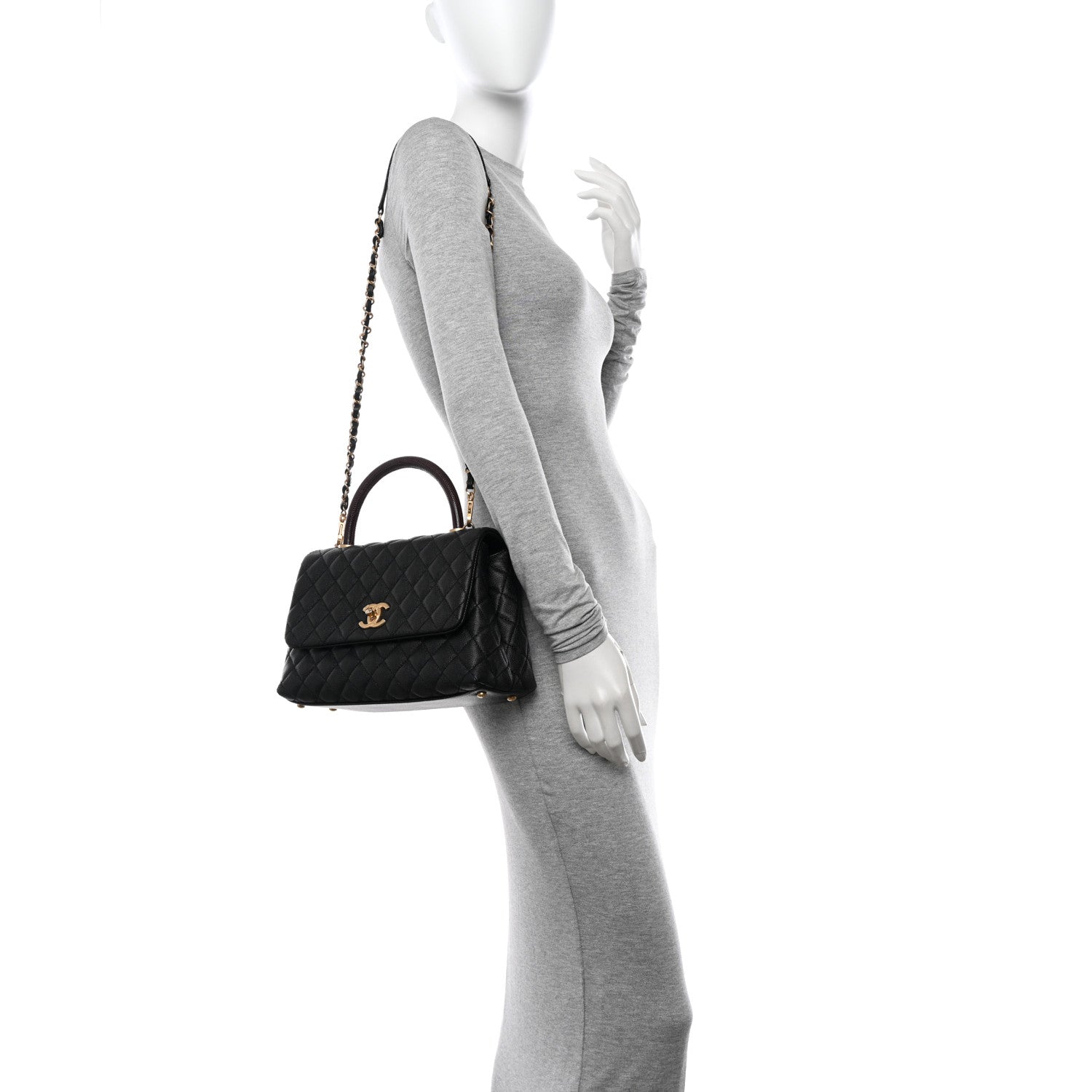 Chanel Caviar Lizard Quilted Small Coco Handle Flap Black 2 of 12