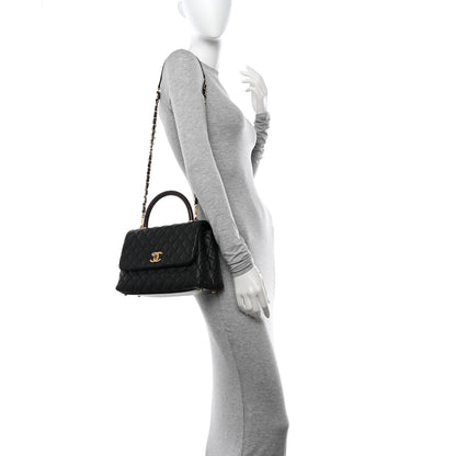 Chanel Caviar Lizard Quilted Small Coco Handle Flap Black 2 of 12