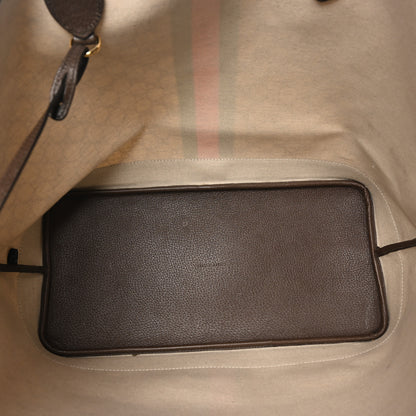 Gucci GG Supreme Monogram Textured Dollar Calfskin Web Large Ophidia Tote Beige Ebony New Acero 6 of 11