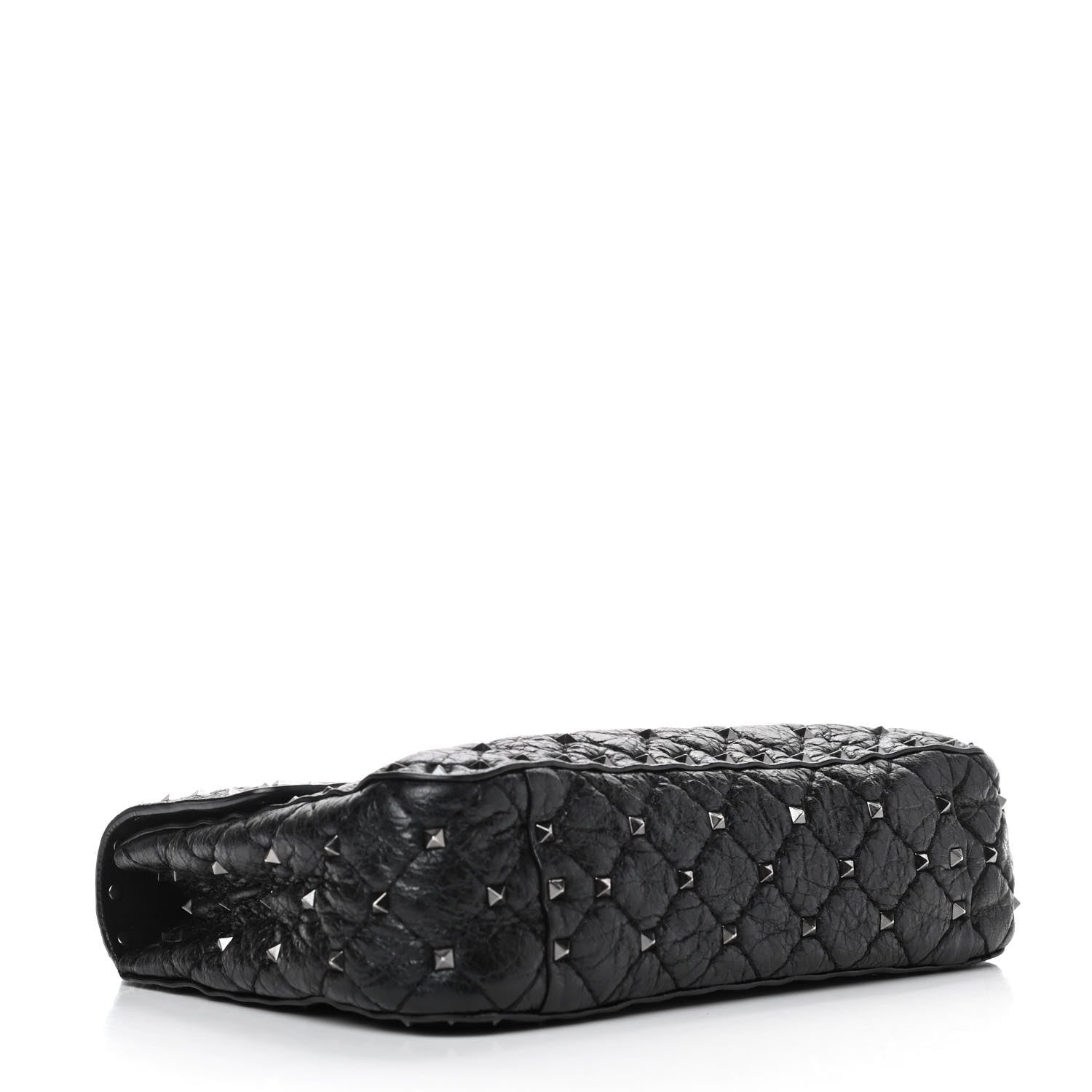 Valentino Garavani Craquele Nappa Medium Rockstud Spike Shoulder Bag Black 3 of 5