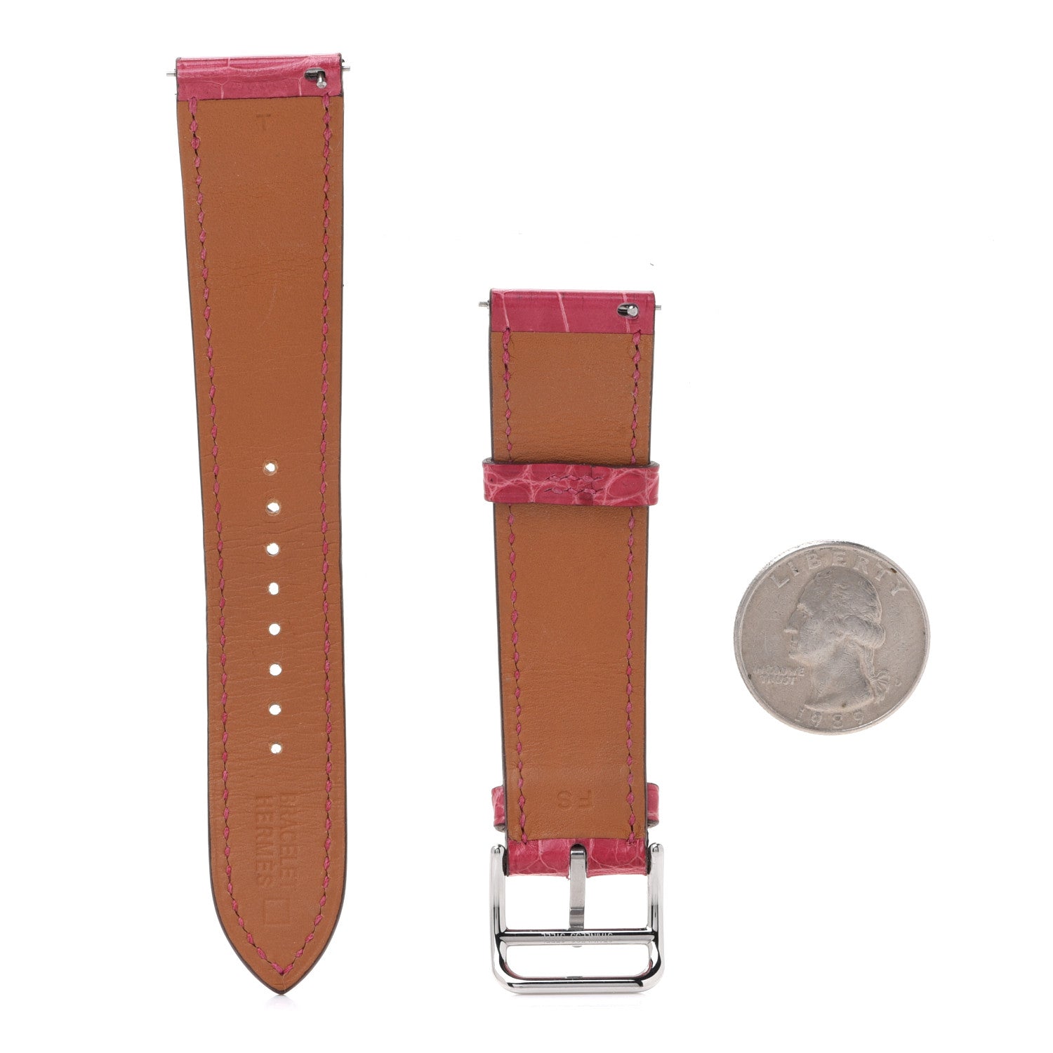 Hermes Alligator Heure H Hour Watch 30mm Strap Framboise 2 of 7