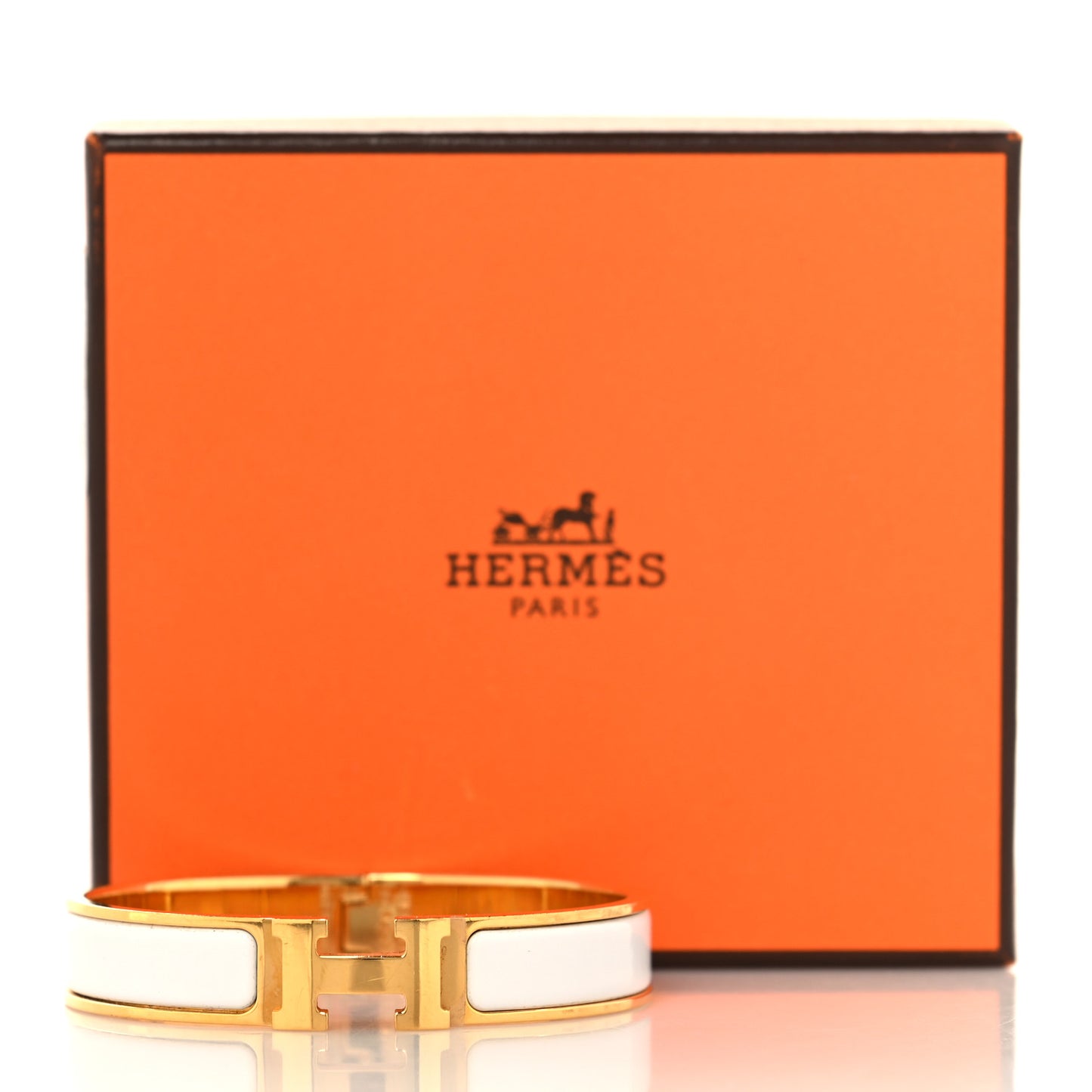 Enamel Narrow Clic Clac H Bracelet GM White